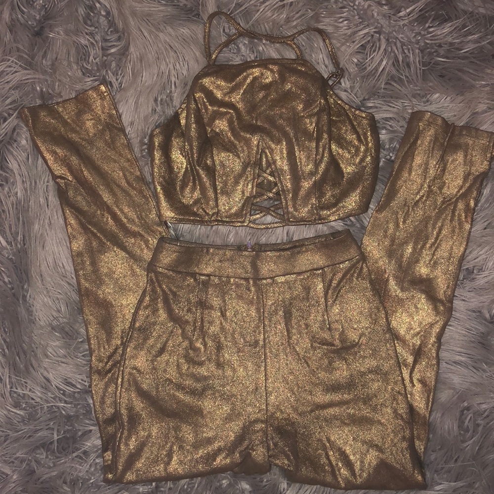 Fashion Nova Gold Sparkle Set